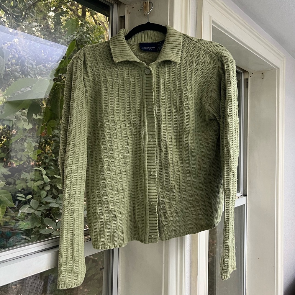 Green Button-Up Cardigan